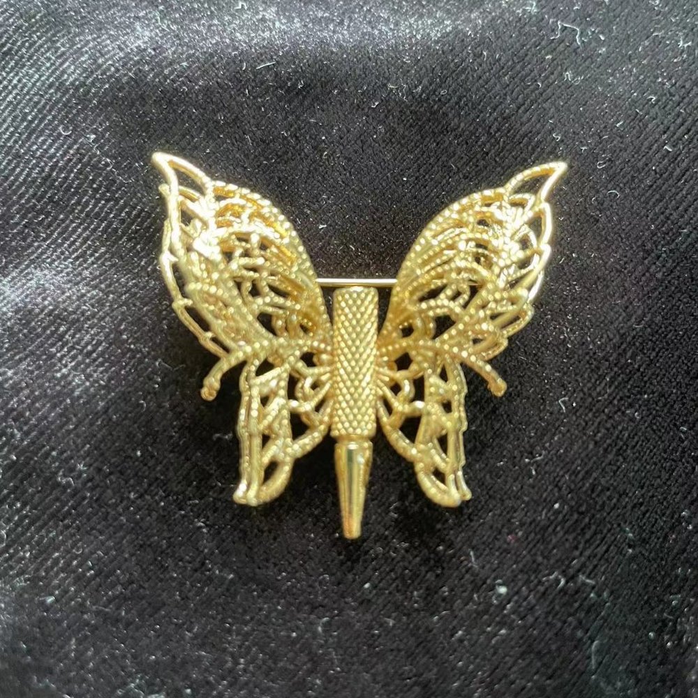 vintage monet gold tone butterfly brooch